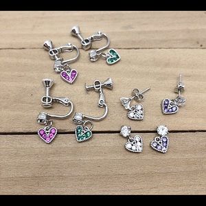 Children’s Clip On or Stud CZ Tiny Heart Earrings NWT, For Adults Too!